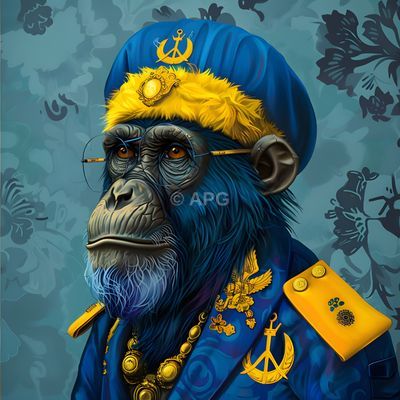 Porträt eines Affen in Admiralsuniform